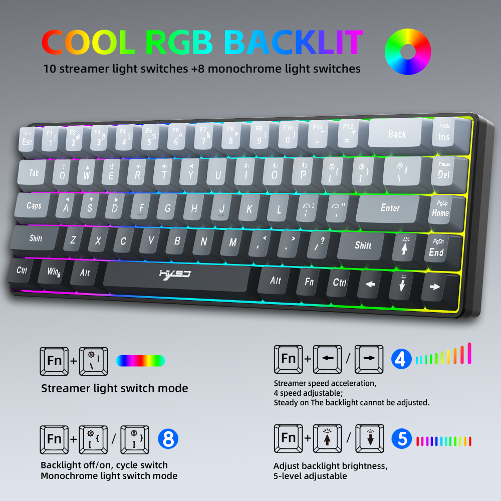 68-key tri-mode wireless Bluetooth membrane gaming keyboard with conflict-free 25 keys, suitable for desktops and laptops, ideal for gamers.